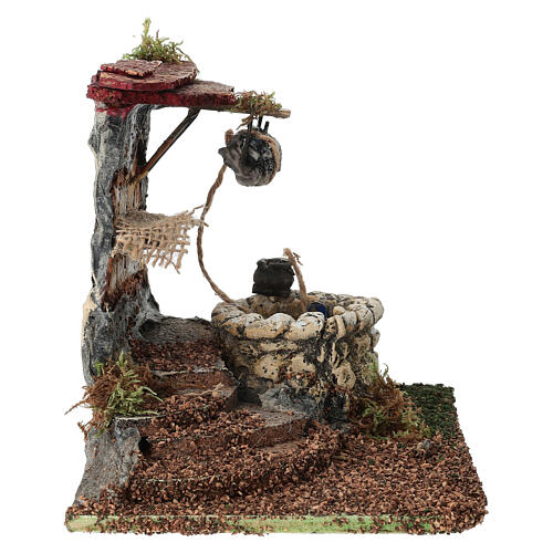 Pozzo in sughero con tettoia 15x10x15 cm presepe 8-10 cm 4