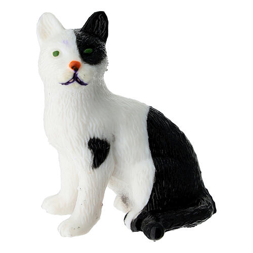 Katze, weiß mit schwarzen Flecken, aus Kunststoff, für 10–12 cm Krippe 1