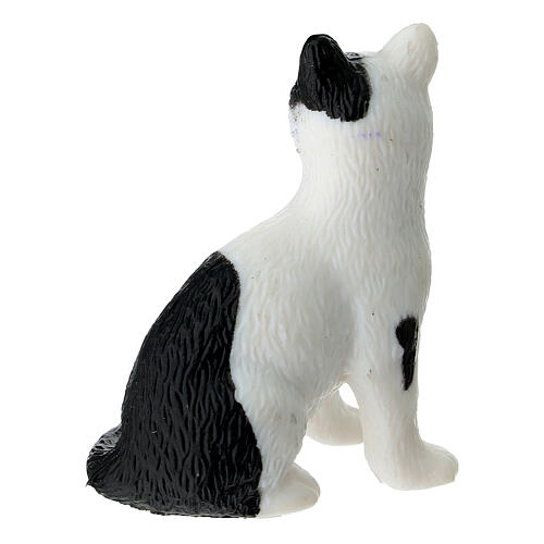 Katze, weiß mit schwarzen Flecken, aus Kunststoff, für 10–12 cm Krippe 3