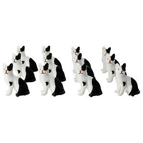 White cat with black spots, plastic character for 10-12 cm Nativity Scene