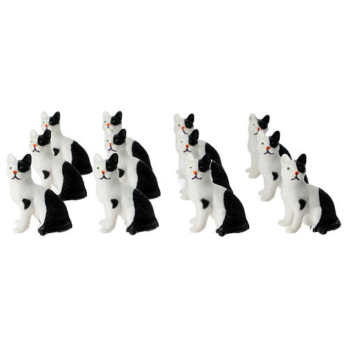 White cat with black spots plastic figurine, nativity scene 10-12 cm 2
