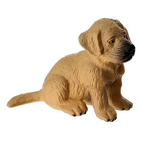 Chiot en plastique poil clair museau noir crèche 10-12 cm