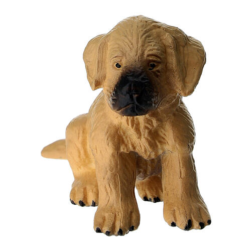 Cãozinho em plástico com pelo claro e focinho preto para presépio 10-12 cm 3