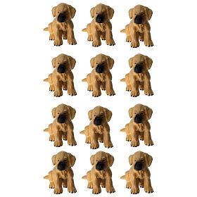 Light fur plastic dog with black snout for nativity scene 10-12 cm