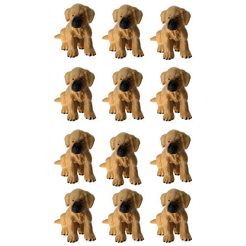 Light fur plastic dog with black snout for nativity scene 10-12 cm 2