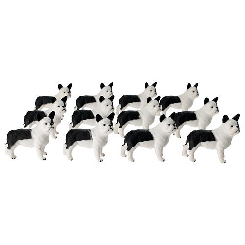 Black and white fur Bulldog for 10-12 cm Nativity Scene 2
