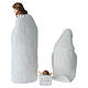 Complete Nativity Scene, set of 8, white plastic with golden details, 14 cm characters s5