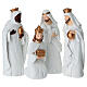 Presepe completo 8pz. plastica bianca dettagli dorati presepe 14 cm  s3