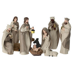 Krippenfiguren-Set, 10-teilig, aus weißem Kunststoff, für 15 cm Krippe