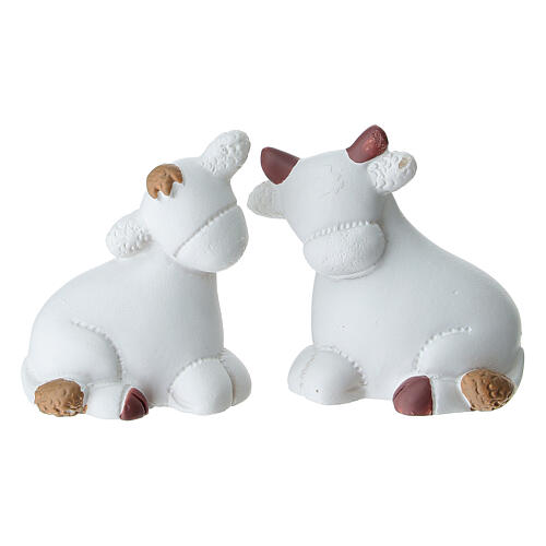 Krippenfiguren-Set, stilisiert, in Weiß mit goldfarbenen Details, 10-teilig, für 5 cm Krippe 5
