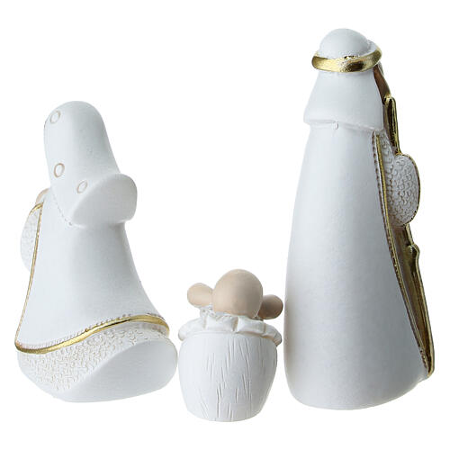 Krippenfiguren-Set, stilisiert, in Weiß mit goldfarbenen Details, 10-teilig, für 5 cm Krippe 6