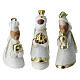 Complete white nativity set with gold details 10 pcs, 5 cm s3