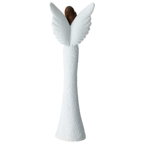 Angel with white dress, embossed flower pattern, 6 in, plastic 4