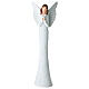 Angel with white dress, embossed flower pattern, 6 in, plastic s1
