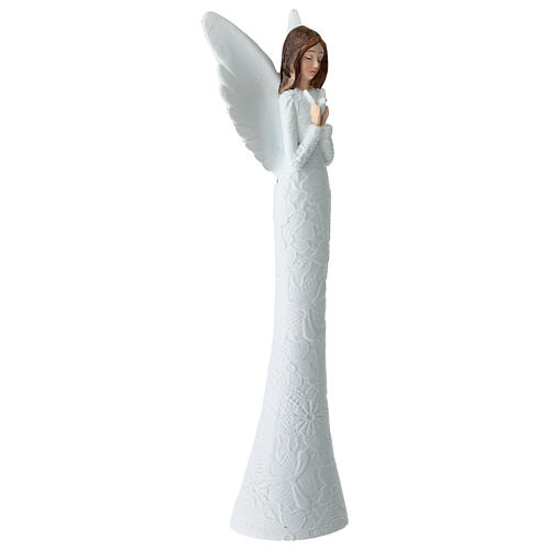 Angelo vestito fiori rilievo plastica 15 cm 3
