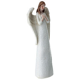 White angel with glitter, 6 in, plastic