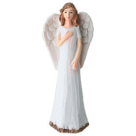 Angel Statue with Hand on Heart in Plastic, 10 cm