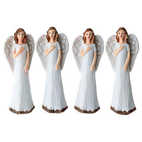 Angel Statue with Hand on Heart in Plastic, 10 cm