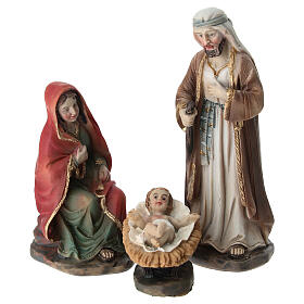 Nativity with ox, donkey, and angel, 8 cm plastic figurines