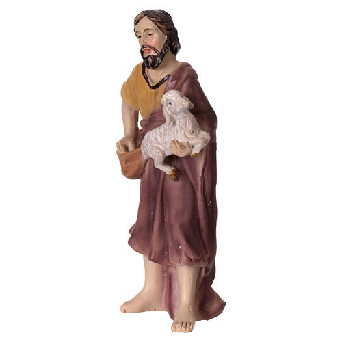 Statuette berger avec agneau dans les bras crèche 8 cm résine 2
