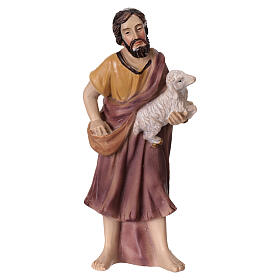 Statuetta pastore con pecorella in braccio presepe 8 cm resina
