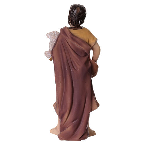 Statuetta pastore con pecorella in braccio presepe 8 cm resina 4