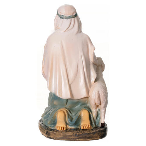 Estatua pastor en adoración de resina belén 8 cm 4