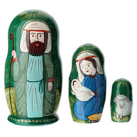 Muñeca rusa Natividad verde 3 muñecas 10 cm