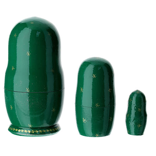 Green Russian nesting doll, 4 in, set of 3 3