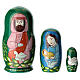 Matryoshka nativity with doves 10 cm 3 dolls green s1