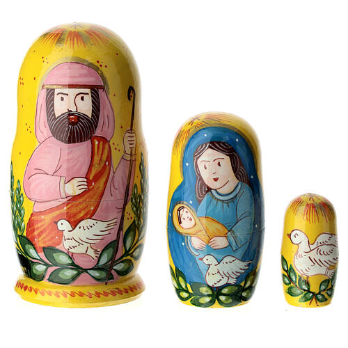 Yellow matryoshka doll, Rome, set of 3 dolls, 4 in 2