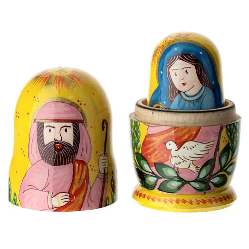 Yellow matryoshka doll, Rome, set of 3 dolls, 4 in 4