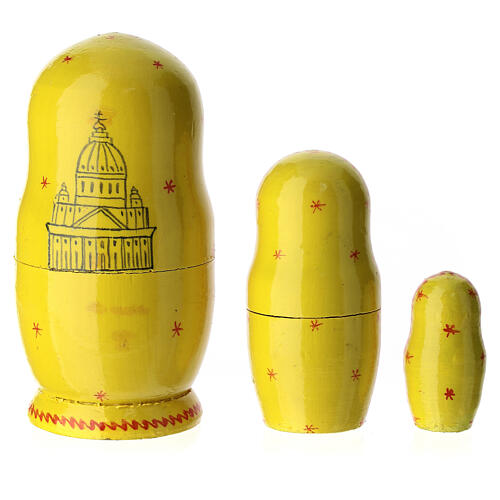 Yellow matryoshka doll, Rome, set of 3 dolls, 4 in 6