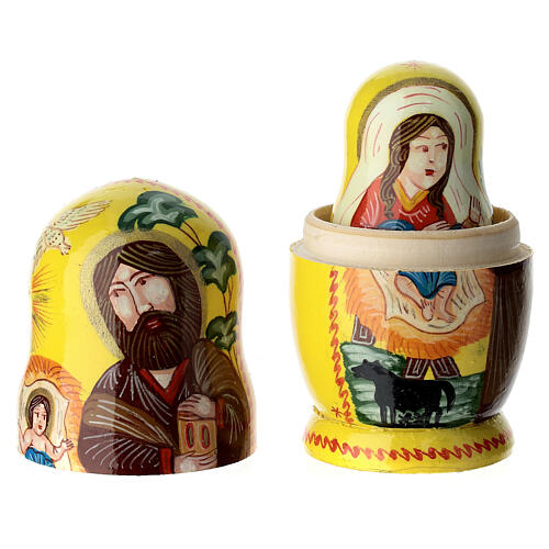 Matrioshka amarela Roma 10 cm 3 bonecas 5