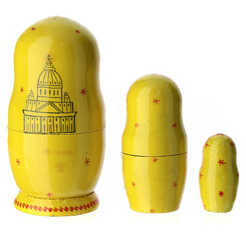 Matrioshka amarela Roma 10 cm 3 bonecas 6