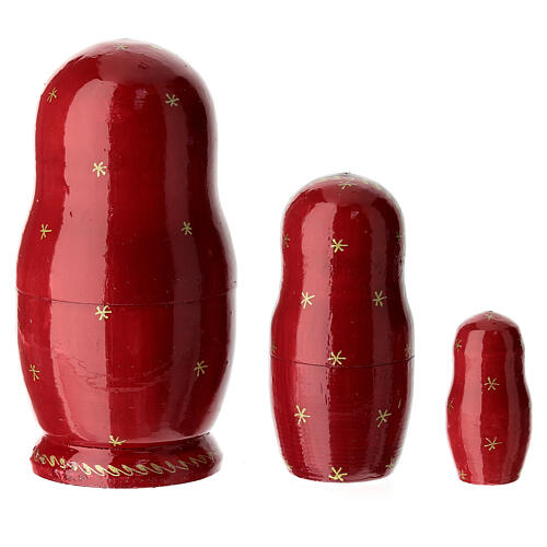 Matriochka 3 poupées Nativité 10 cm rouge 3