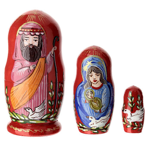 Red Russian nesting doll, 4 in, set of 3 1