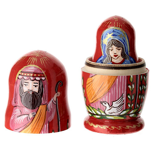 Red Russian nesting doll, 4 in, set of 3 2