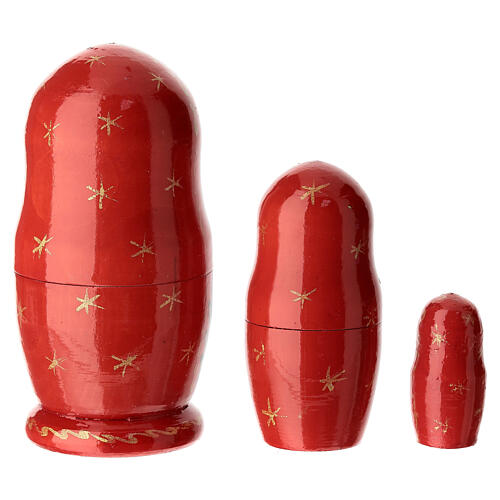 Red Russian nesting doll, 4 in, set of 3 3