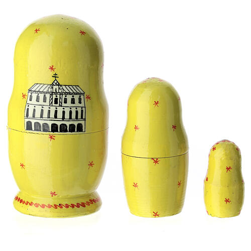 Yellow matryoshka doll, set of 3, Venise, 4 in 6