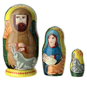 Matrioshka Natividade 3 bonecas amarelas Veneza 10 cm