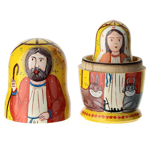 Matrioshka Natividade 3 bonecas amarelas Veneza 10 cm 3