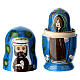 Blue Russian doll with Nativity Scene, hand-painted wood, 4 in s2