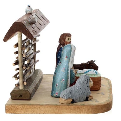 Krippe, Heilige Familie mit Ochs und Esel, aus bemaltem Holz, russischer Stil, 9 cm 5