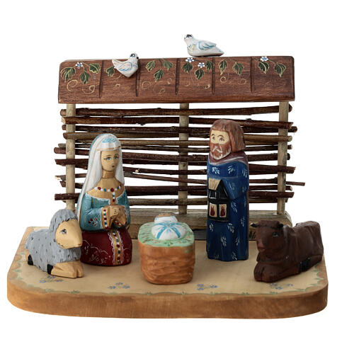 Russian Nativity Scene, painted wood, 9 cm 1