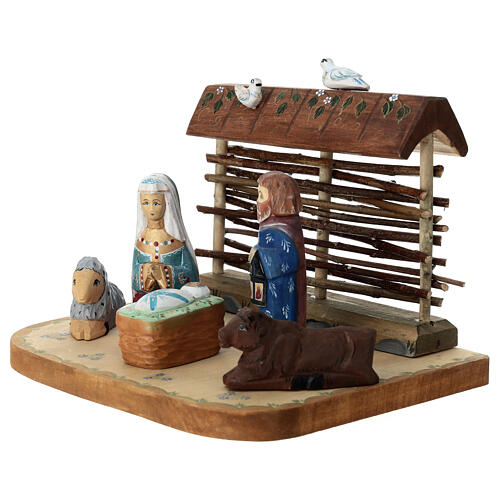 Russian Nativity Scene, painted wood, 9 cm 3