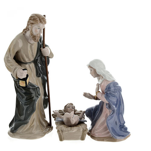 Colored porcelain Nativity scene set 9 pcs h 20 cm 2