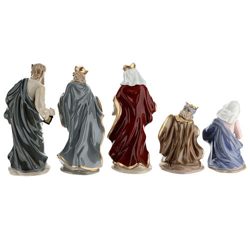 Colored porcelain Nativity scene set 9 pcs h 20 cm 12