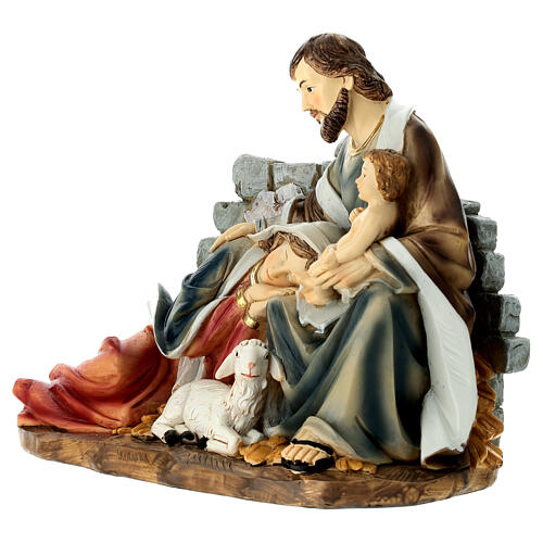 Sagrada Familia Natividad resina Virgen tumbada 30 cm 3