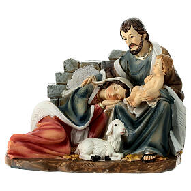 Nativity with Mary lying down, painted resin, 14 cm